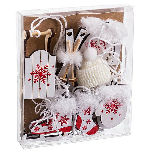 BigBuy Home Décorations de Noël Blanc Rouge 13 X 11 X 2 CM (10 Unités)