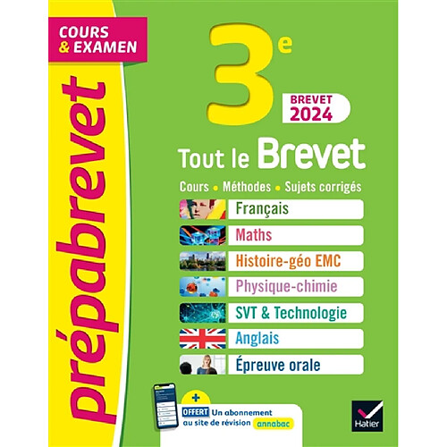 Tout le brevet 3e : cours, méthodes, sujets corrigés : brevet 2024 · Occasion