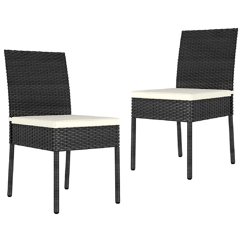 vidaXL Chaises à manger de jardin lot de 2 Résine tressée Noir