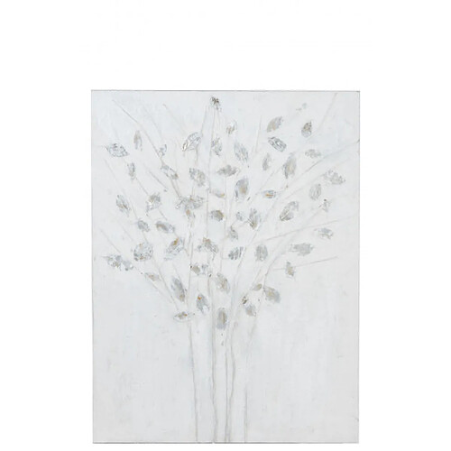 Dansmamaison Peinture Branches Canevas/Bois Blanc/Argent