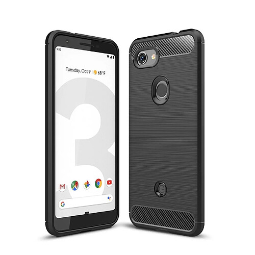 Wewoo Coque en TPU antichoc fibre de carbone texturée pour Google Pixel 3 Lite (noire)