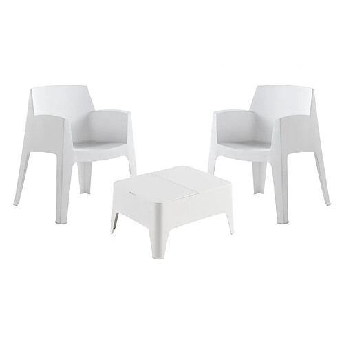 Sp-Berner Ensemble de jardin et terrasse Sp Berner Costa avec 2 chaises 60x67x82 cm et 1 table d'appoint en résine 58x48x30 cm