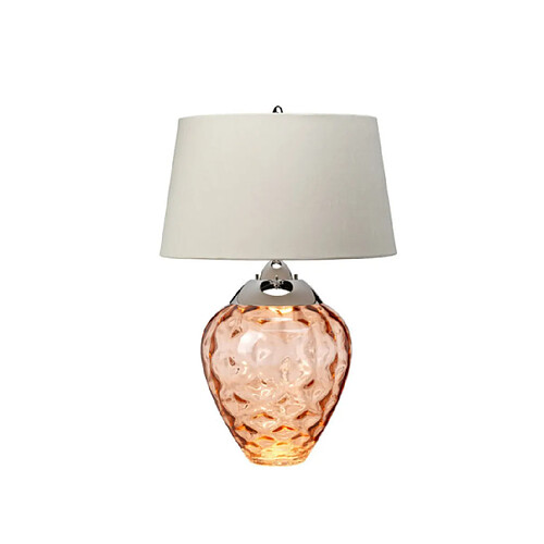 Elstead Lighting Lampe de table Samara Verre transparent,acier,fausse soie, Travail du métal Nickel poli, verrerie saumon