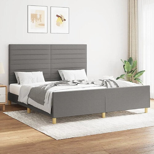 Maison Chic Lit adulte - Cadre Structure de lit avec tête de lit Contemporain Gris foncé 160 x 200 cm Tissu -MN73537