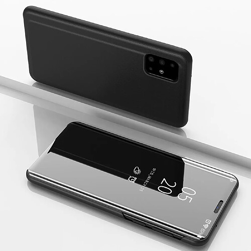 Etui en PU surface miroir avec support et fenêtre de visualisation noir pour votre Samsung Galaxy A51 5G SM-A516