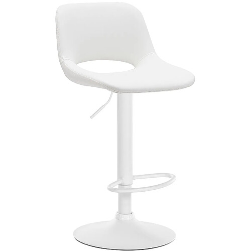 Decoshop26 Tabouret de bar chaise haute x1 avec repose-pieds en PVC blanc piètement métallique blanc 10_0004586