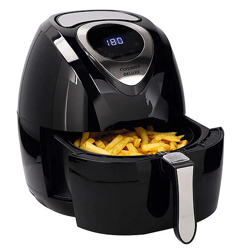 Cuisinier Exclusive Friteuse à air Chaud Sans huile 1400W DELUXE Ecran numérique LCD Bac 3.2 Litres