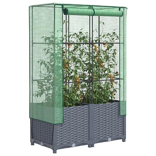 vidaXL Jardinière surélevée avec housse aspect rotin 80x40x138 cm