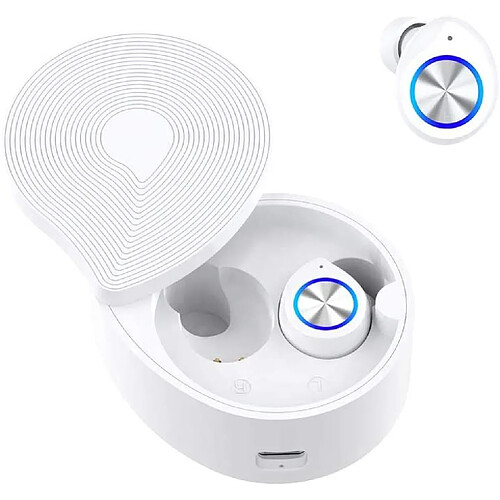 Chrono Ecouteur Bluetooth, Oreillette Bluetooth 5.0 Ecouteur sans Fil TWS Léger Impermeable Auriculaires avec Micrófonos Écouteur Tactile CVC 8.0 Casque Stéréo Écouteur Sport pour iOS Android(Blanc)