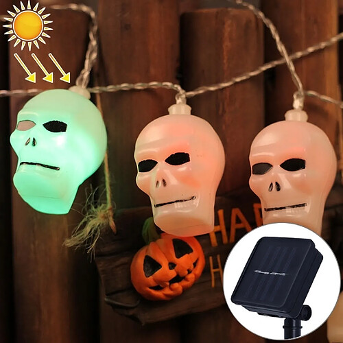 Wewoo 2.5m tête fantôme Design coloré Light Halloween série solaire alimenté LED chaîne de lumière, 20 LED Party Props fée décoration nuit lampe