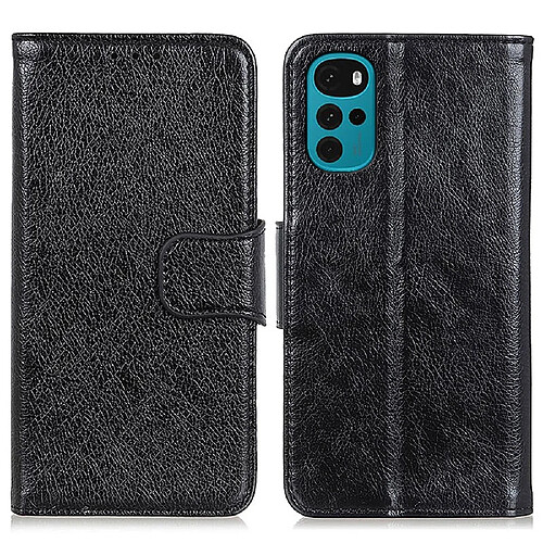 Etui en PU texture nappa noir pour votre Motorola Moto G22