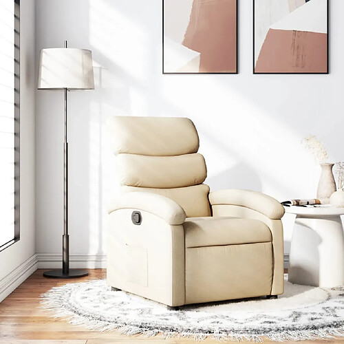 vidaXL Fauteuil inclinable Crème Tissu