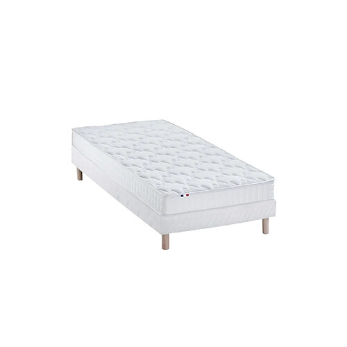 Idliterie Ensemble matelas mémoire de forme + sommier + oreiller + couette - fabrication 100% française - matelas bi-confort