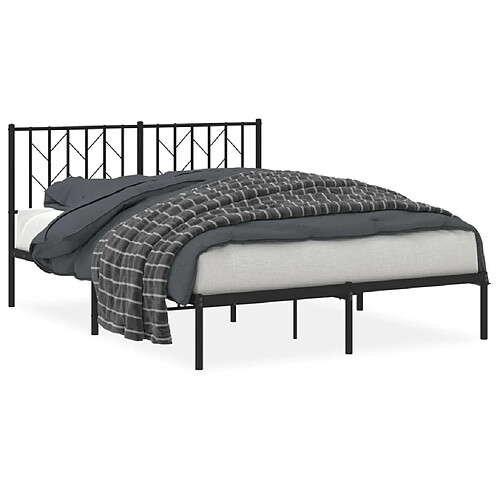 Maison Chic Cadre/structure de lit métal et tête de lit pour adulte - Lit Moderne Chambre noir 140x200 cm -MN65886