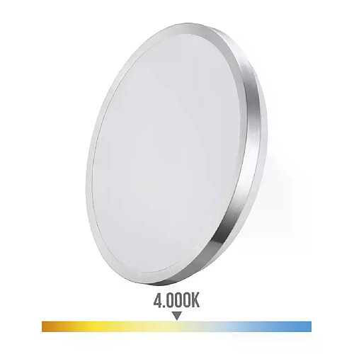 Edm Plafonnier Circulaire Blanc / Chrome 18W 1820lm (144W) - Blanc Naturel 4000K