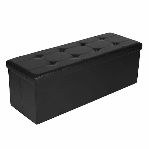 SONGMICS 110 x 38 x 38 cm grand Pouf Coffre de Rangement Pliable chargement max. de 300 kg noir LSF701