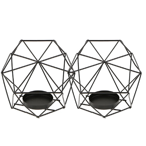 2pcs bougeoir de bougie bougie chauffe-plat bougie de mariage bougie 3d géométrique noir