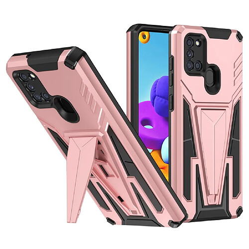 Coque en TPU antichoc avec béquille or rose pour votre Samsung Galaxy A21s