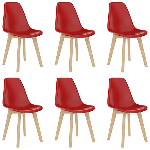 vidaXL Chaises à manger lot de 6 rouge plastique