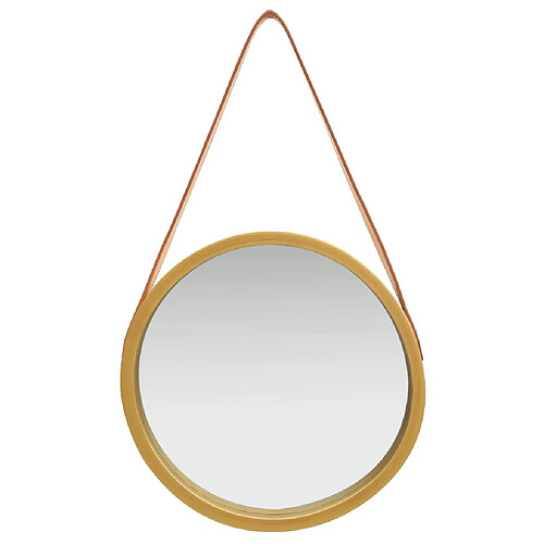 Maison Chic Miroir mural avec sangle | Miroir Décoration pour Maison Salle de Bain 40 cm Doré -GKD40525