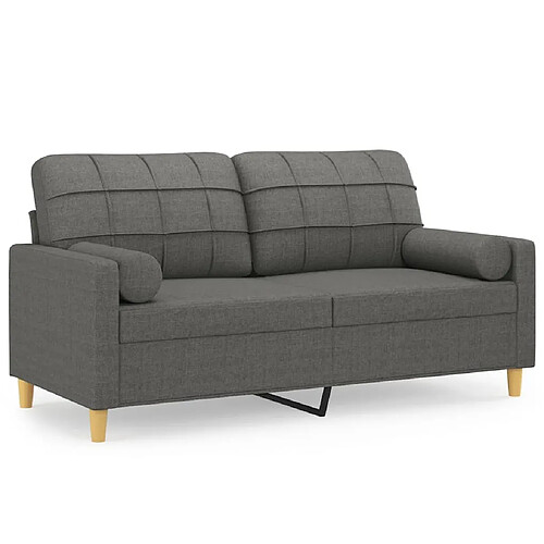 Maison Chic Canapé 2 places avec oreillers,Sofa de Salon,Canapé droit gris foncé 140 cm tissu -GKD678098