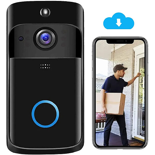 Caméra de sonnette vidéo sans fil WiFi [mise à niveau 2021] IP5 étanche HD WiFi caméra de sécurité vidéo en temps réel pour iOS et Android téléphone veilleuse