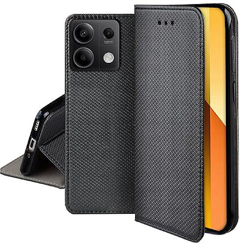 Htdmobiles Housse etui portefeuille avec coque interieure en silicone pour Xiaomi Redmi Note 13 5G + film ecran - NOIR MAGNET