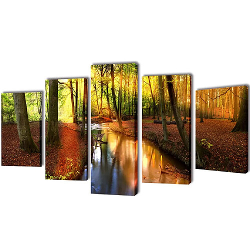 vidaXL Set de toiles murales imprimées Forêt 100 x 50 cm