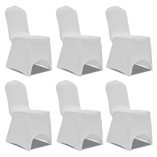 vidaXL Housse blanche extensible pour chaise 6 pièces