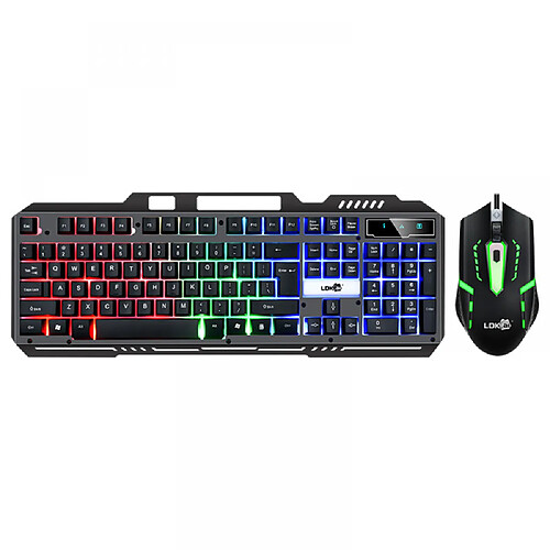 General Clavier de jeu filaire et souris et tapis de souris et casque de jeu, ensemble de rétroéclairage LED RVB filaire pour les joueurs PC et les utilisateurs Xbox et PS4 - Touches multimédia 4 en 1(noir)