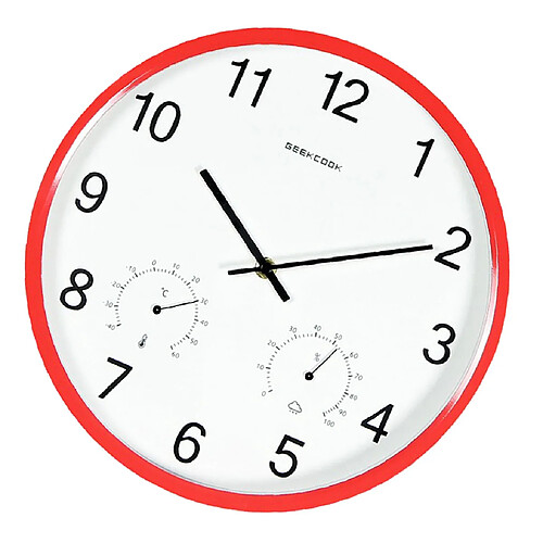 minimaliste non-coutil quartz horloge murale thermomètre hygromètre rouge