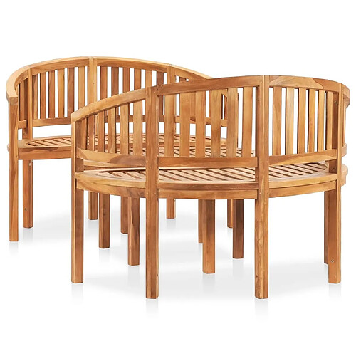 Maison Chic Salon de jardin 3 pcs - Table et chaises d'extérieur - Mobilier/Meubles de jardin Moderne en forme de banane Bois de teck solide -MN86547