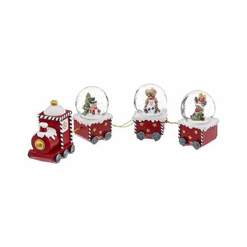 Lot de 3 Boules à Neige Noël Train 20cm Rouge