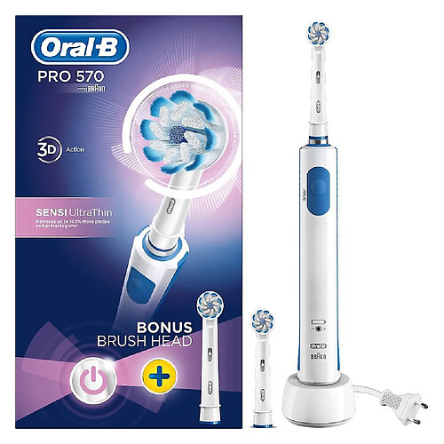 Universal Brosse à dents électrique Oral B Pro 570 3D + brosse supplémentaire.