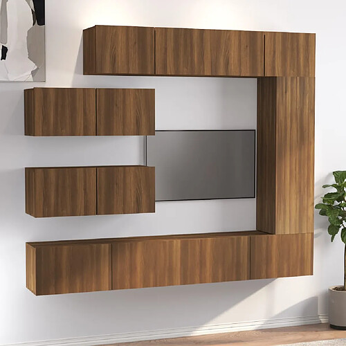 vidaXL Ensemble de meubles TV 7 pcs Chêne marron Bois d'ingénierie