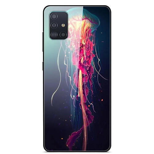 Coque en TPU hybride de verre d'impression de modèle poisson pour votre Samsung Galaxy A71