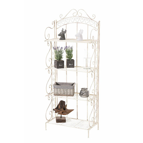 Decoshop26 Etagère de rangement design rustique piable 153x61 cm en métal crème vieilli 10_0003719