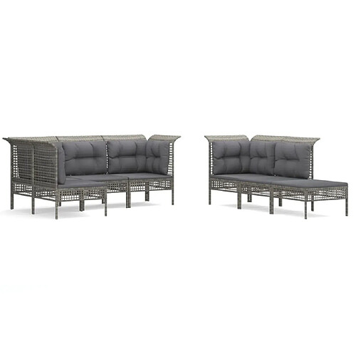 Maison Chic Salon de jardin 10 pcs + coussins - Mobilier/Meubles de jardin - Table et chaises d'extérieur Gris Résine tressée -MN37195