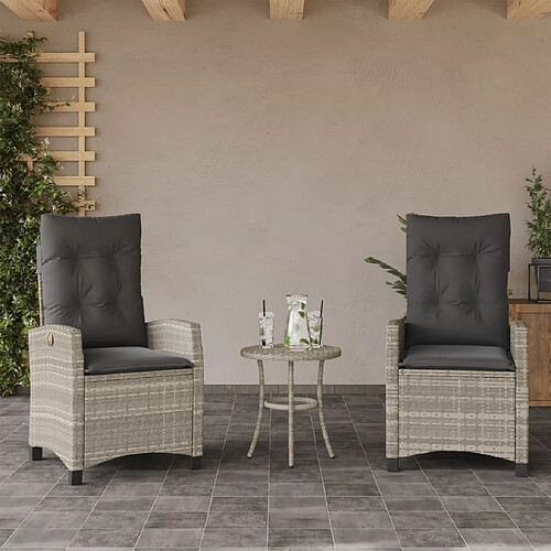 vidaXL Chaises inclinables jardin lot de 2 et coussins résine tressée