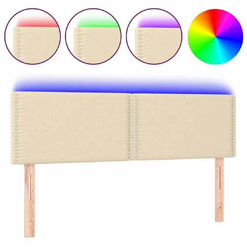 Maison Chic Tête de lit moderne à LED lumineuse pour chambre - Décoration de lit Crème 144x5x78/88 cm Tissu -MN76484