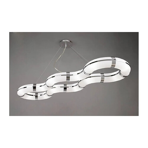 Luminaire Center Suspension Guss E27 12 Ampoules E27 Curved Bar , chrome poli/arylique blanc