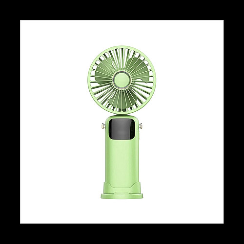 Ventilateur Portatif d'été de 3000mAh Ventilateur Pliant Portatif USB Chargeant un Ventilateur à Haute Puissance Éolienne avec Écran LED pour Étudiant Vert