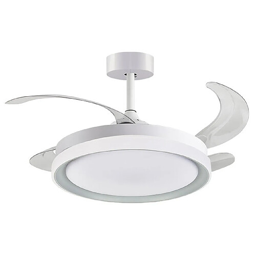 Ventilateur de plafond KIGALI blanc/argent, 4 pales escamotables, 72W LED 3000|4000|6000K, H35xP.108/50cm