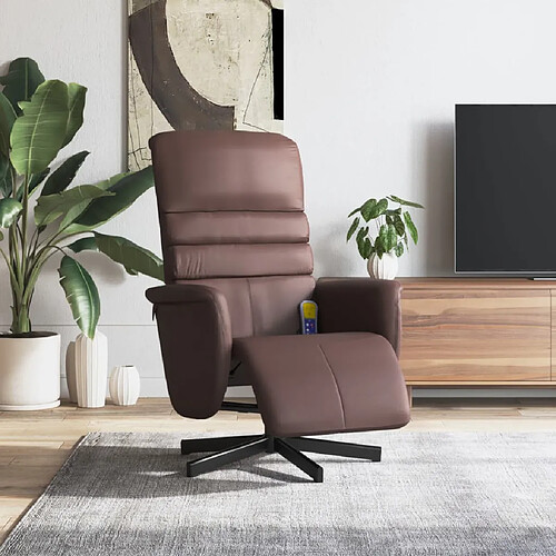 vidaXL Fauteuil inclinable de massage repose-pieds marron similicuir