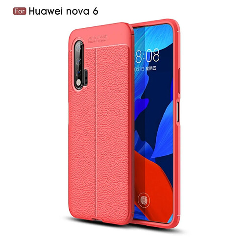 Wewoo Coque Pour Huawei Nova 6 Litchi Texture TPU Antichoc Rouge