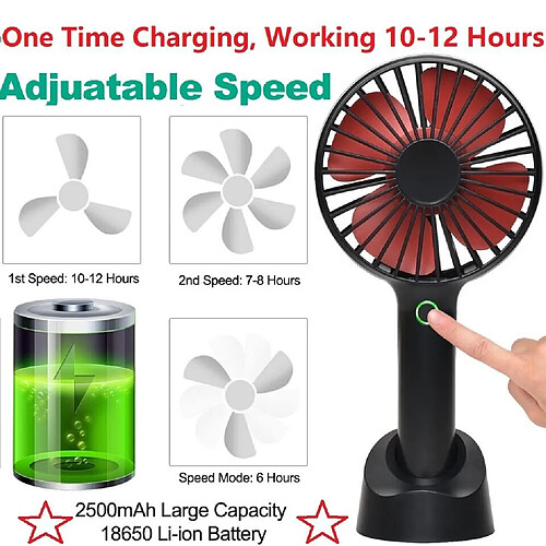 (BLACK) Portable Mini Hand Held Small Folding Desk Fan