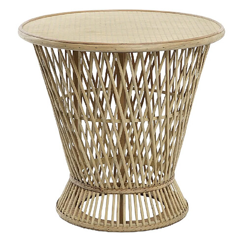 Pegane Table d'appoint ronde en bambou coloris naturel - Diamètre 60 x Hauteur 52 cm