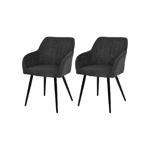 Lisa Design Primavera - lot de 2 chaises - gris anthracite - en velours côtelé