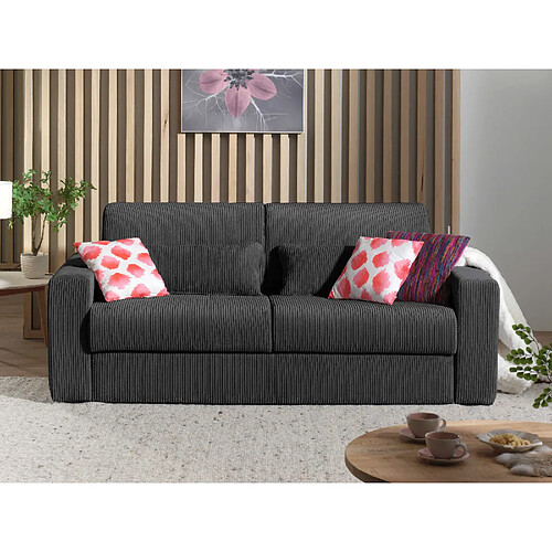 Lisa Design Sacha - canapé 3 places convertible - couchage quotidien - matelas 12 cm - en velours côtelé