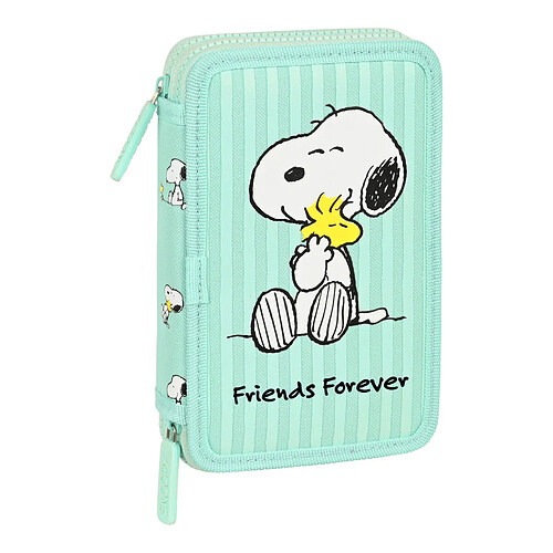 Plumier double Snoopy Friends Forever Menthe (12.5 x 19.5 x 4 cm) (28 pcs)